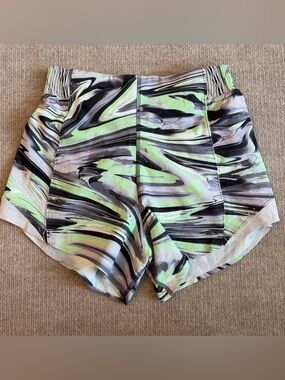 Lululemon Women’s Marble-Print Athletic Shorts in Light Green and Black